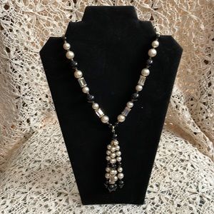 Vintage black and white pearl statement necklace.